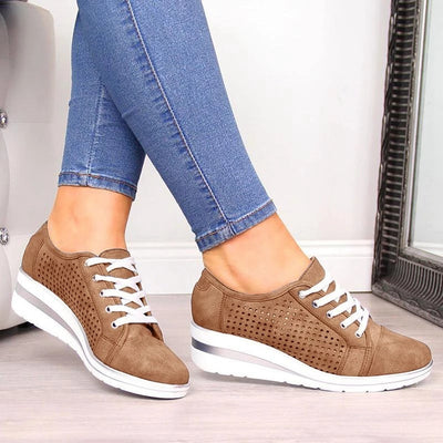 Wedge heel cutout sneakers