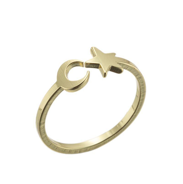 Female Sweet Little Fresh Star Moon Ring - Dignitestore Golden Ring