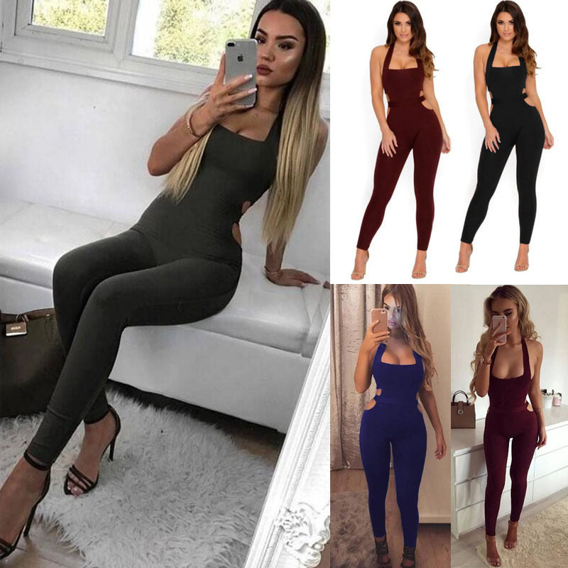 Slim Halterneck Jumpsuit European and American Yoga Tights