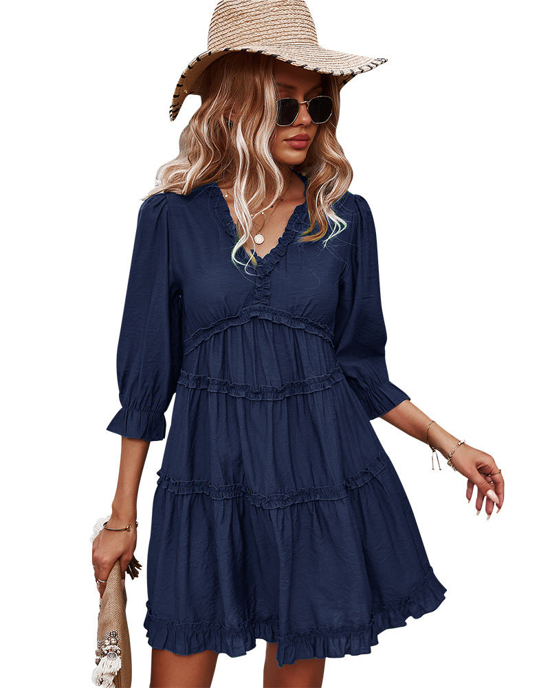 Casual Elegant Mini V Neck Dress