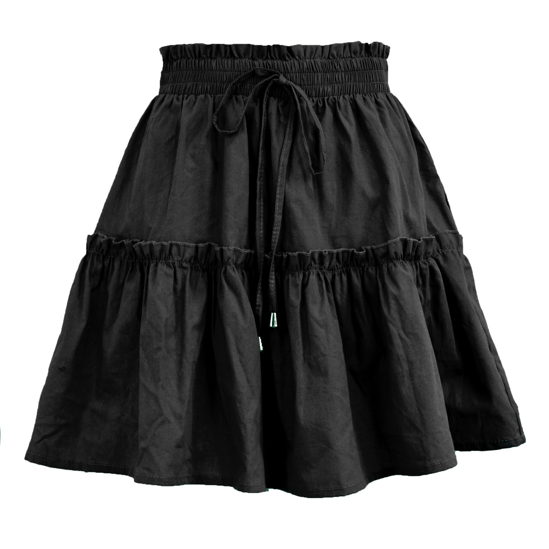 High Waist Elasticated Solid Color Skirt