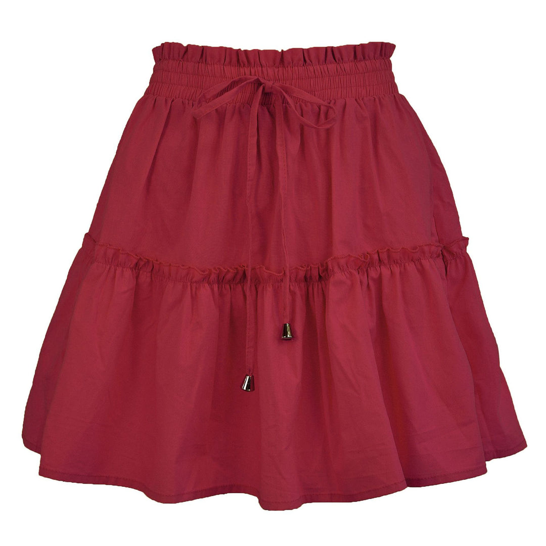 High Waist Elasticated Solid Color Skirt