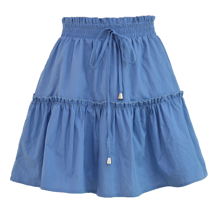 High Waist Elasticated Solid Color Skirt