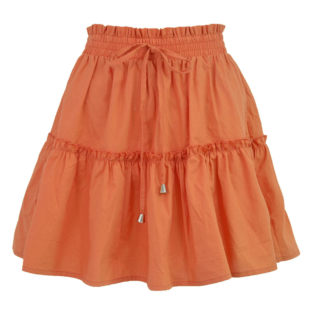 High Waist Elasticated Solid Color Skirt