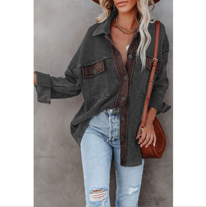 Women's Loose Solid Color Long-sleeved Shirt Jacket