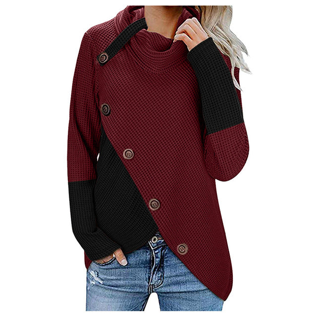 Ladies autumn winter sweater button long sleeve