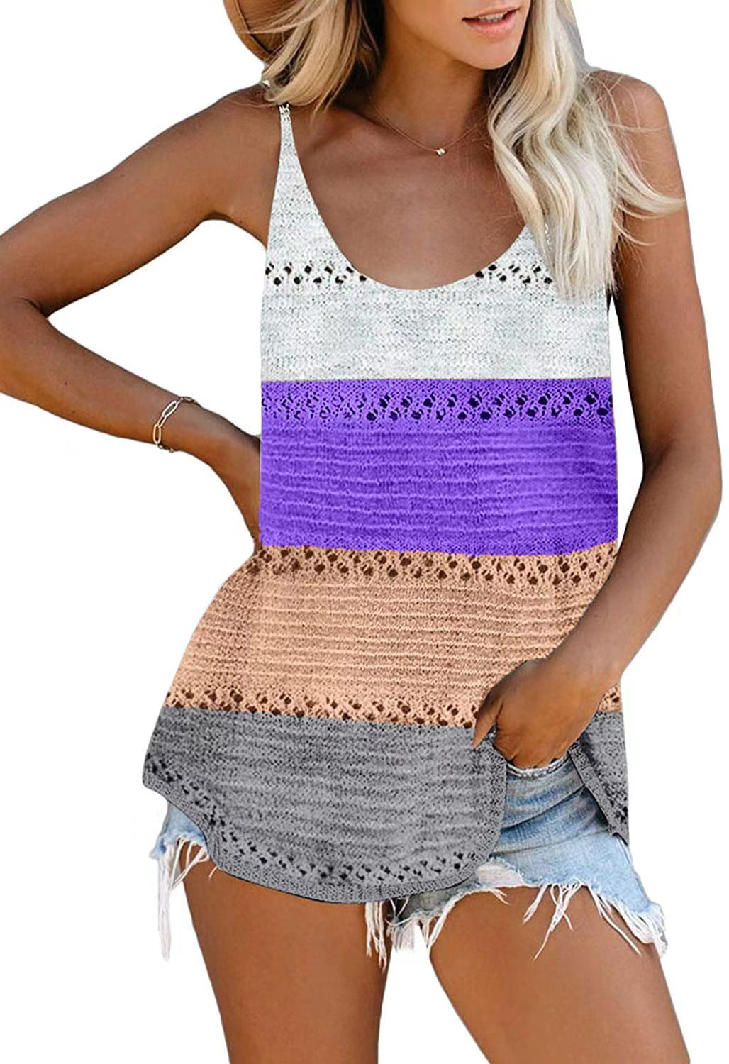 Loose Camisole Knit Beach Top Women Beachwear